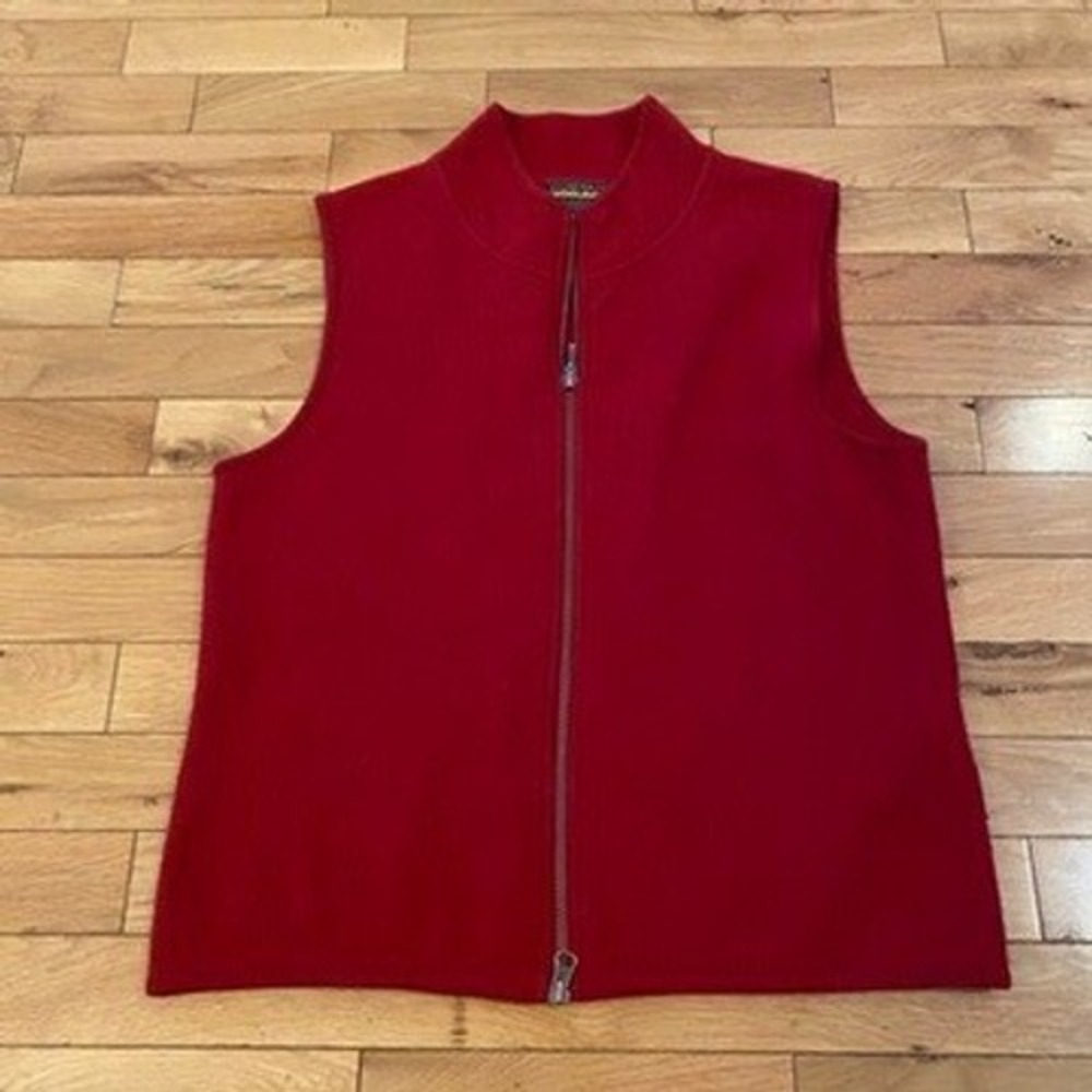 Woolrich Womens Vest Red Mock Neck Full Zip Sleeveless Size M
